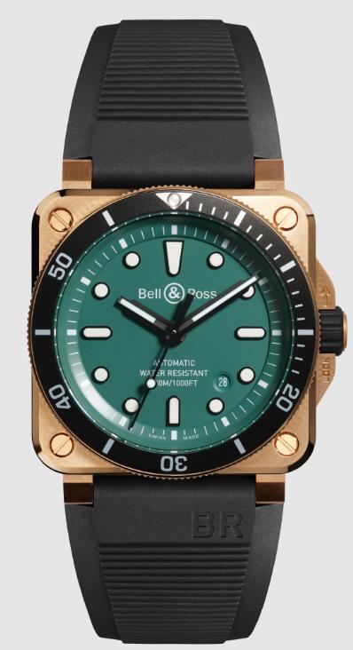 Review Bell and Ross BR 03-92 Diver Replica Watch BR 03-92 DIVER BLACK & GREEN BRONZE BR0392-D-LT-BR/SRB - Click Image to Close